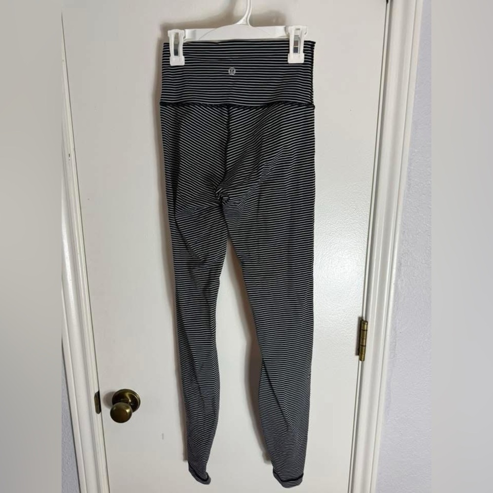 lululemon athletica Black and White Striped tights